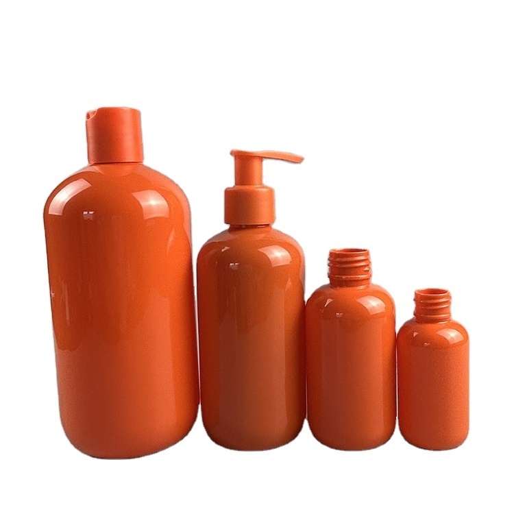 factory manufactured boston round 8 oz 16 oz orange Conditioner Shampoo Bottle 250ml 500ml Boston Round Empty Body Wash Plastic Bottle