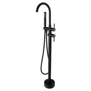 Bath floor mounted style black free standing bathtub faucet