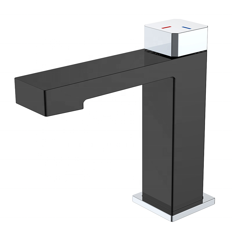 Contemporary brass black wall mounted basin faucet