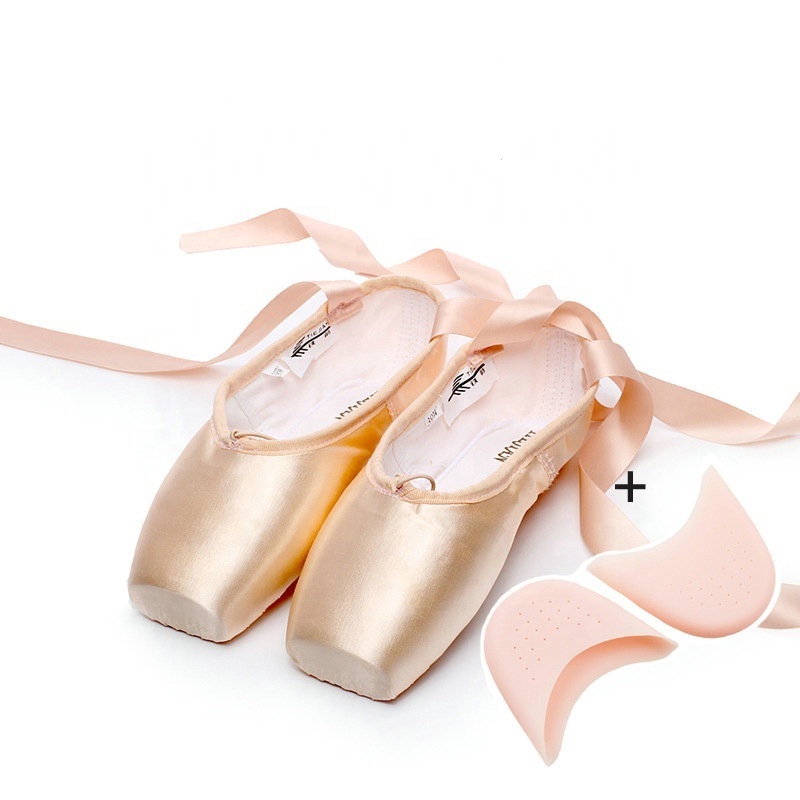 Professional ballet shoe Hard Bottom Satin Straps Practice Pointe Shoes for women dance shoes