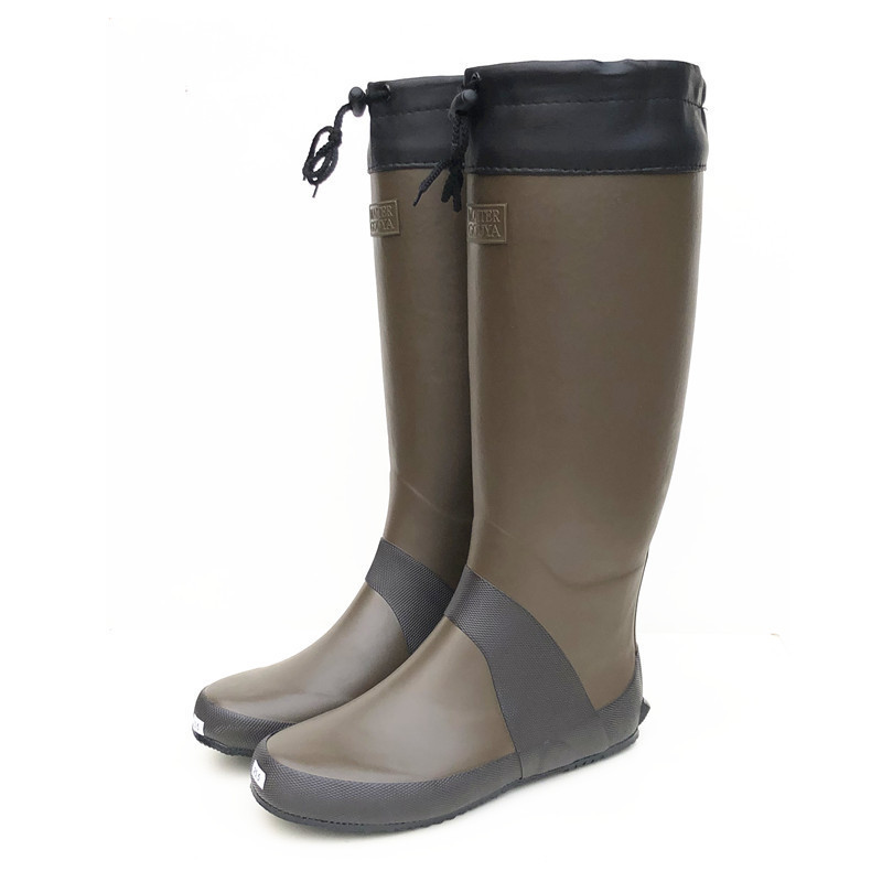 Foldable Gumboots for man lightweight high knee Folding rubber waterproof rain water farm boots