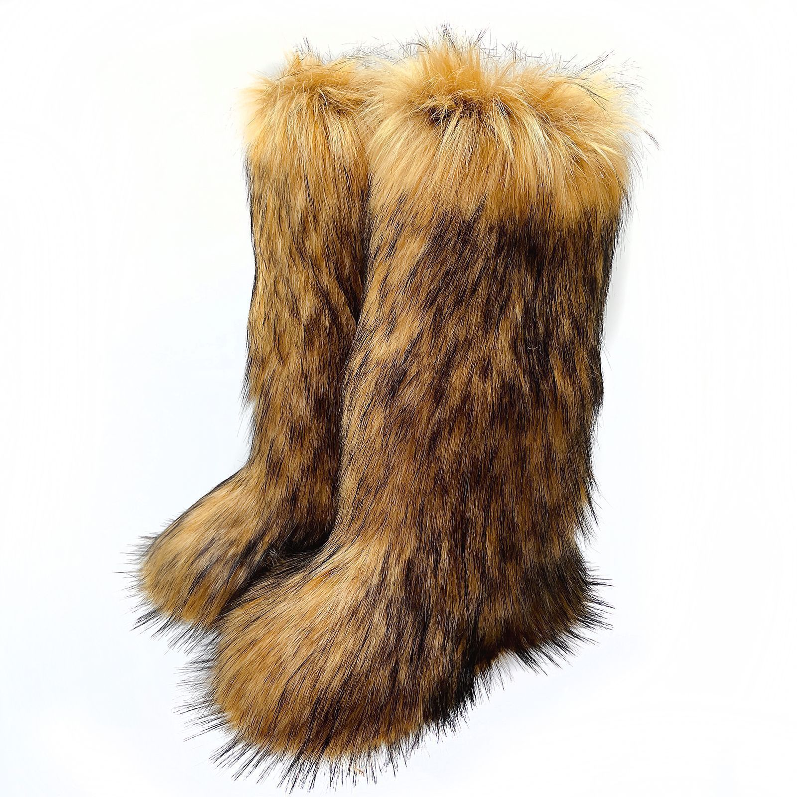 wholesale botas mujer 2023 womens winter snow boots fur lined warm Trendy Custom Fake Fur knee high boots