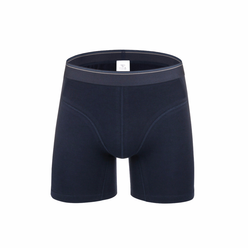 OEM Design custom boxers briefs solid long leg mens cotton underwear breathable sports boxers shorts