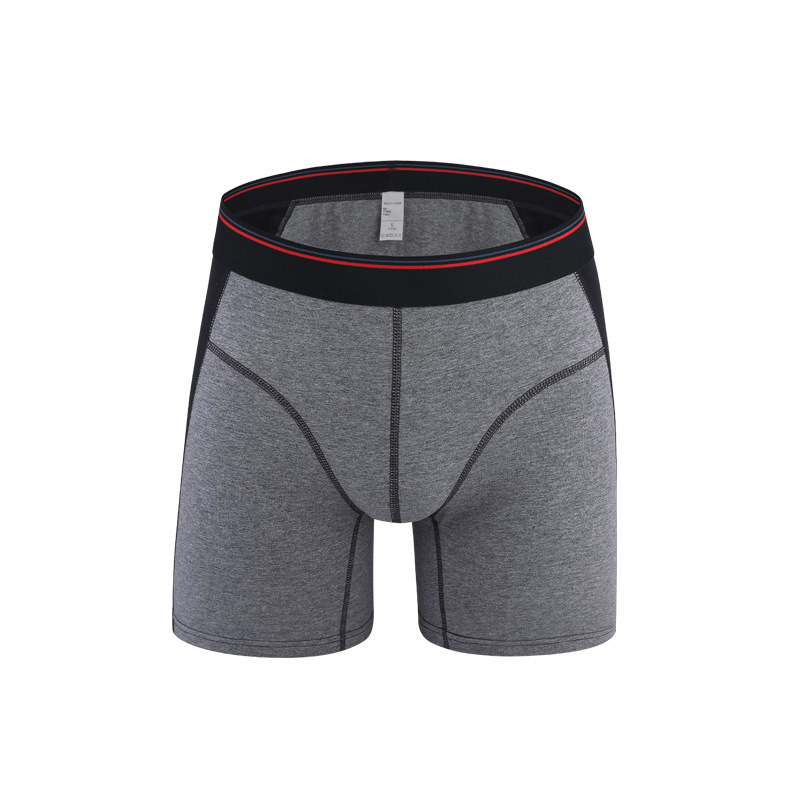 OEM Design custom boxers briefs solid long leg mens cotton underwear breathable sports boxers shorts