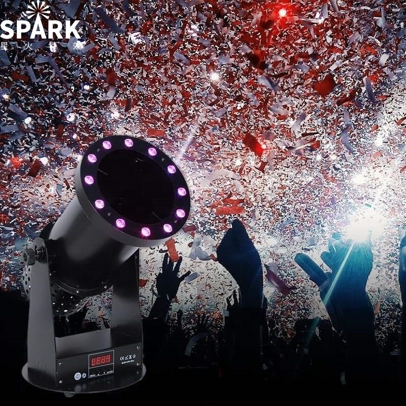 SP 1500W DMX control adjustable spray direction 12pcs RGB LED confetti machine confetti cannon machine