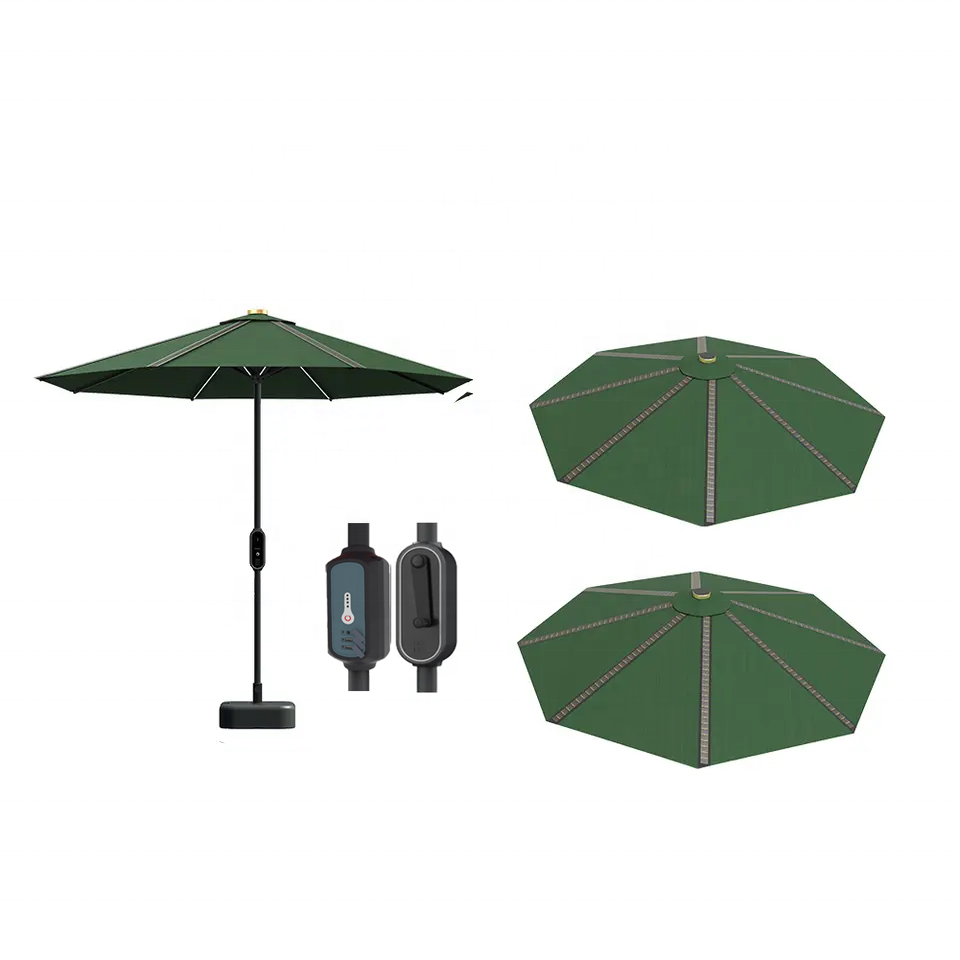 Patio umbrella with solar power LED lights lighting umbrella with tilt and crank outdoor for garden backyard pool beach