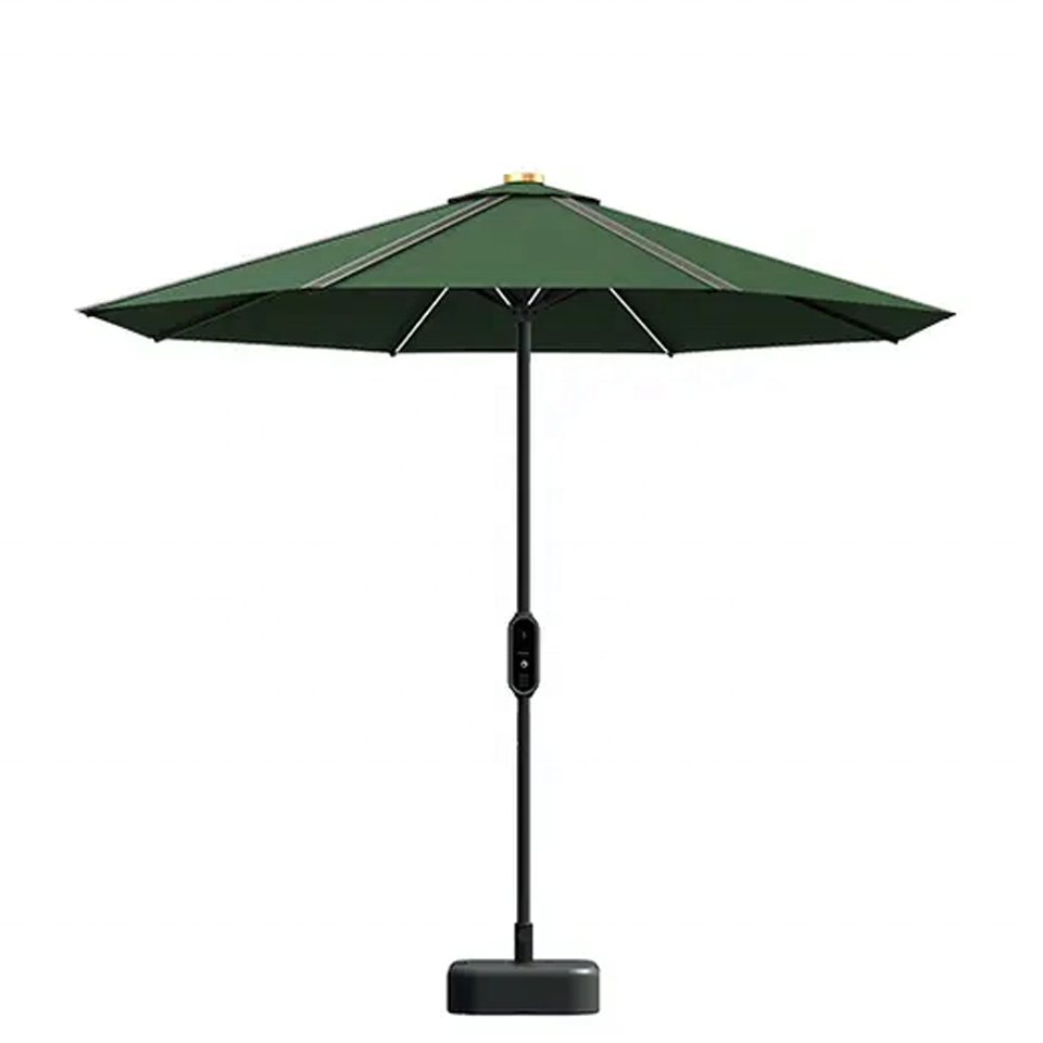 Outdoor 2.8M aluminum alloy solar energy large umbrella with double USB LED lamp central column for courtyard garden sunshade