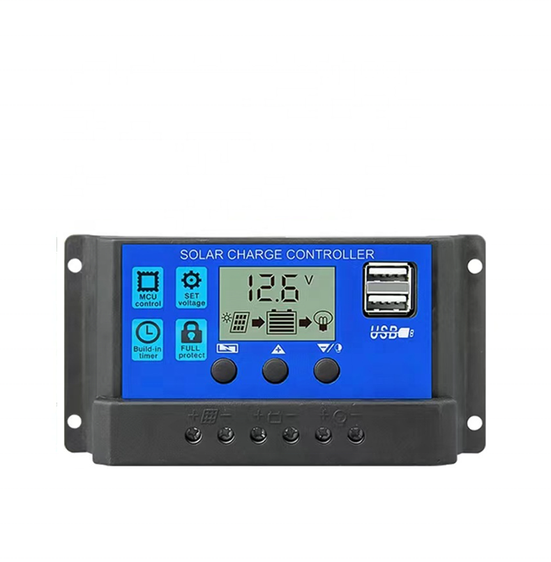 PWM Wholesale Price Solar Charge Controller 12V/24V 10A Solar Panel PWM Charging with Dual USD Digital Display