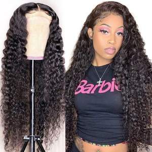 32 Inch 180% 4x4 Lace Closure Water Deep Wave Wig Raw Human Hair Lace Front Wigs Curly Lace Closure Wigs For Black Women