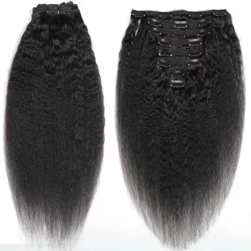 #1 Color Afro Kinky Curly human hair clip in extensions 100% human hair clips extensions curl hair clip ins extensions