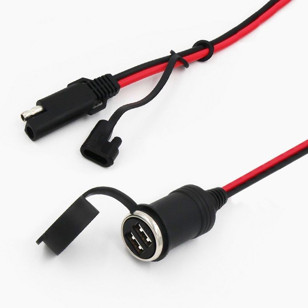 Electric powered car dual USB jack 12v car - lighter adapter cable  USB cigar charger for motorcycle