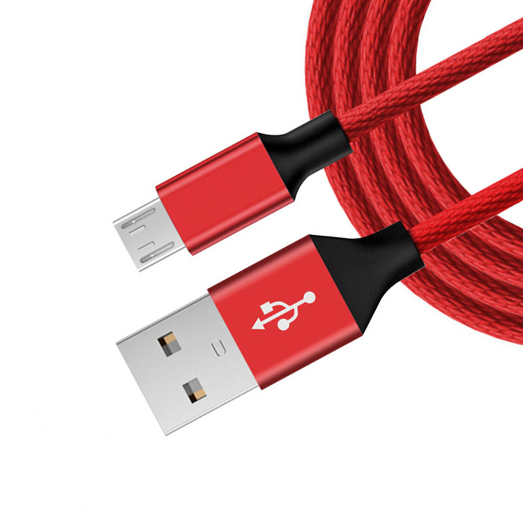 Durable braided 28awg/1P+ 24awg/2C USB A Male to Micro Colorful Braid Nylon usb to micro usb cable