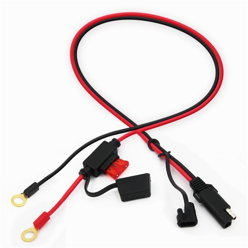 red/black 2cores 10awg 16awg 18awg pure copper conductor SAE solar charger cable to eyelet terminals rings