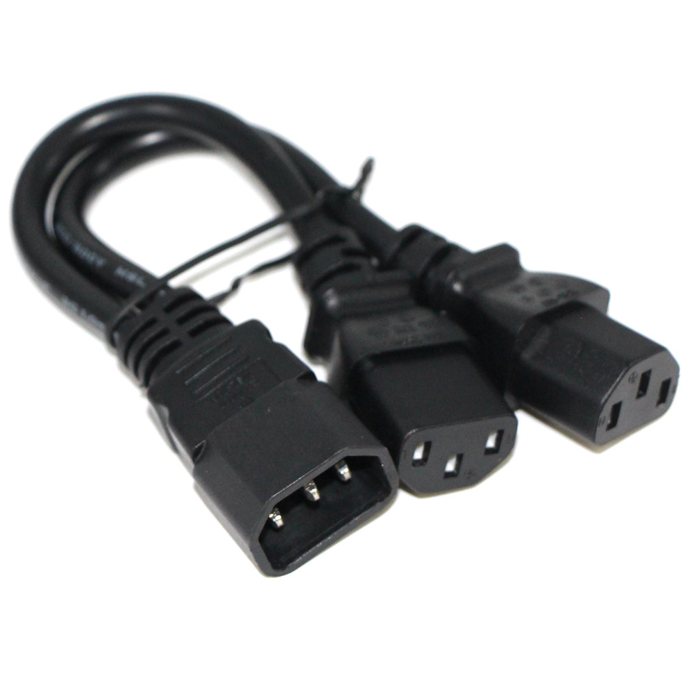 Custom 30cm 50cm Short Power Extension UPS Server Y Splitter C14 to 2 x C13 Power Adapter Cable Cord