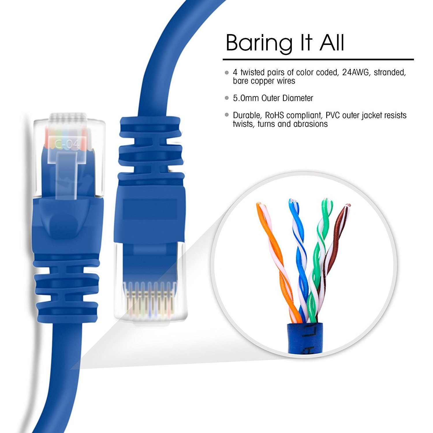 5ft CAT 6 Ethernet Cable  LAN UTP 1.5m CAT6 RJ45 Network Patch Internet Cable