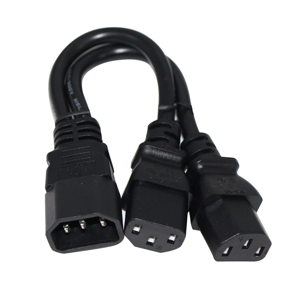 Custom 30cm 50cm Short Power Extension UPS Server Y Splitter C14 to 2 x C13 Power Adapter Cable Cord