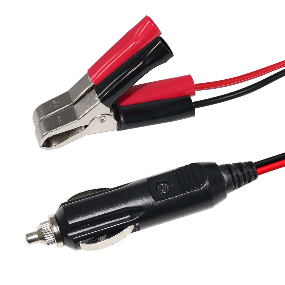 Car Cables Dc Fuse Charging Battery 2Pin Alligator Clip Cable 12V-24v Solar Cigarette lighter Plug to Alligator Clips