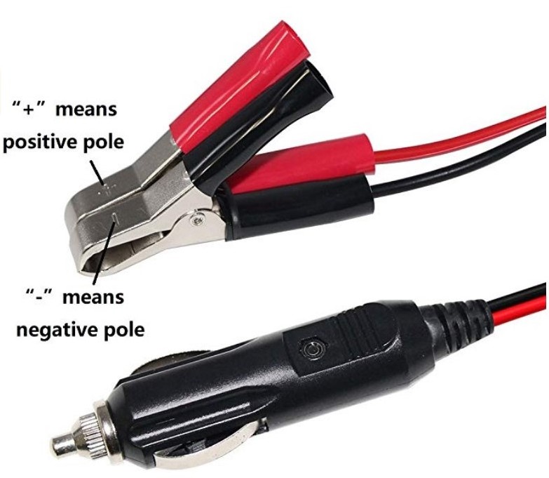 Car Cables Dc Fuse Charging Battery 2Pin Alligator Clip Cable 12V-24v Solar Cigarette lighter Plug to Alligator Clips