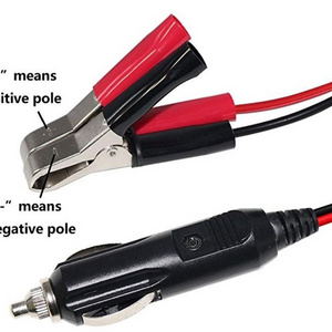 Car Cables Dc Fuse Charging Battery 2Pin Alligator Clip Cable 12V-24v Solar Cigarette lighter Plug to Alligator Clips