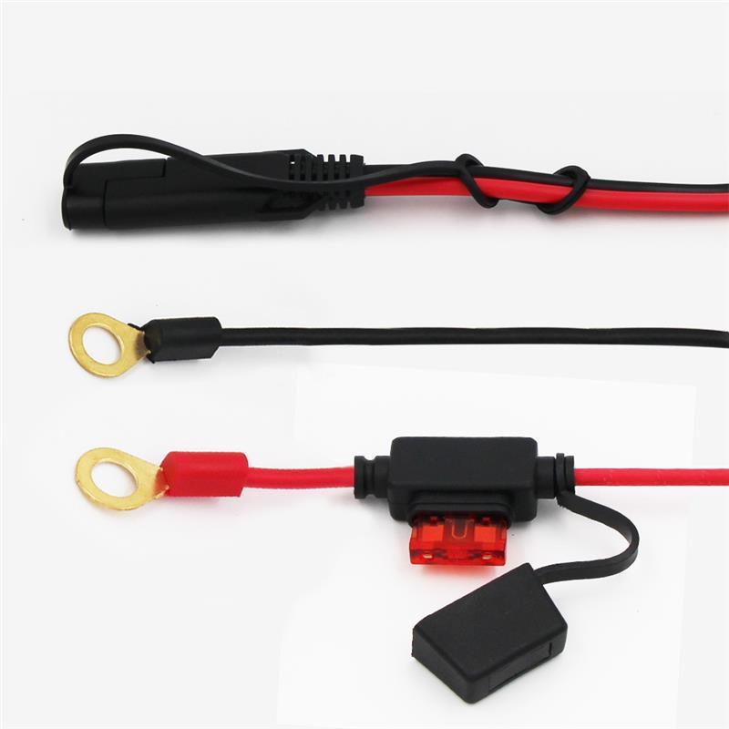 red/black 2cores 10awg 16awg 18awg pure copper conductor SAE solar charger cable to eyelet terminals rings