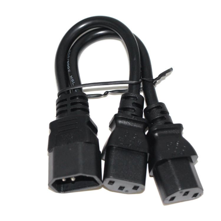 Custom 30cm 50cm Short Power Extension UPS Server Y Splitter C14 to 2 x C13 Power Adapter Cable Cord