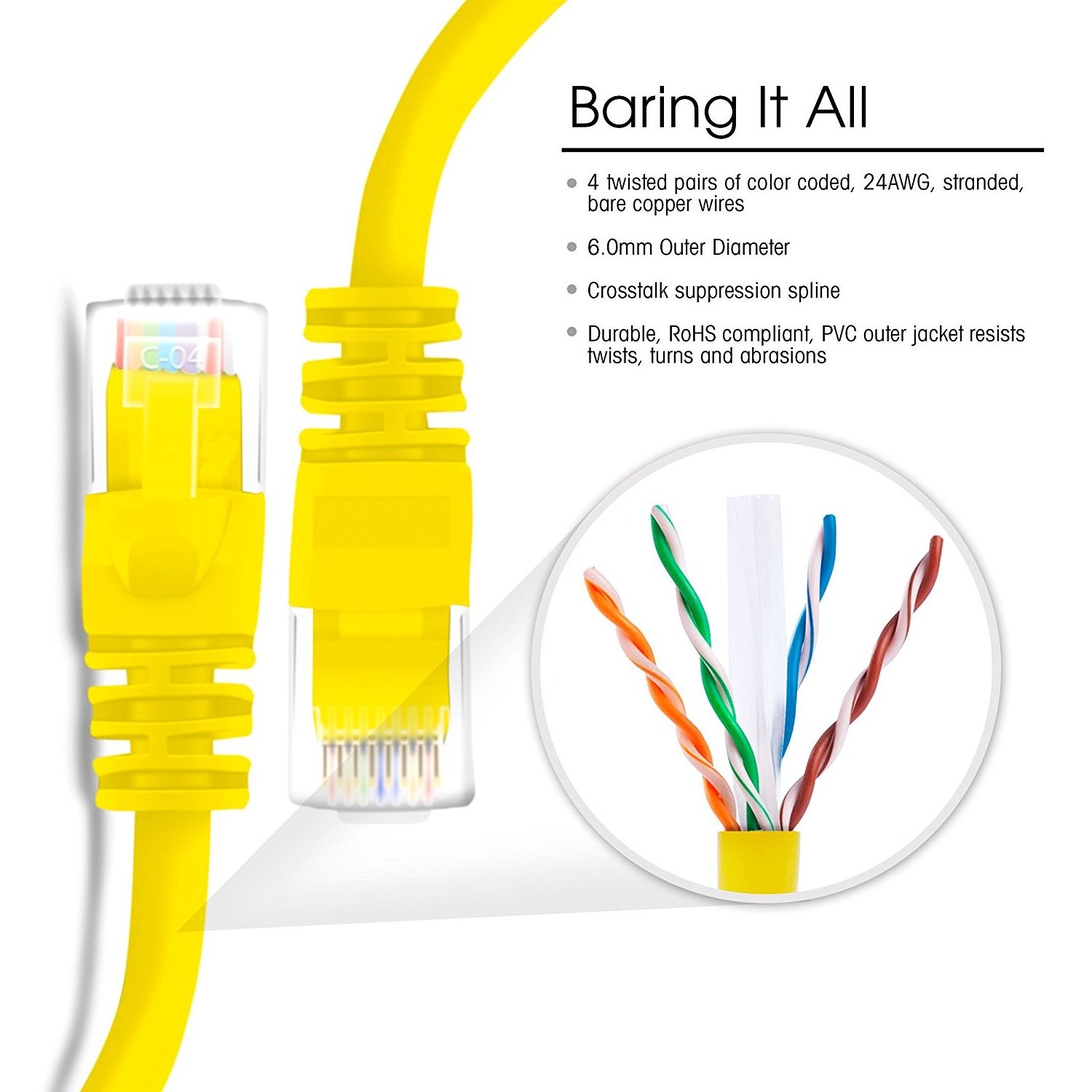 5ft CAT 6 Ethernet Cable  LAN UTP 1.5m CAT6 RJ45 Network Patch Internet Cable