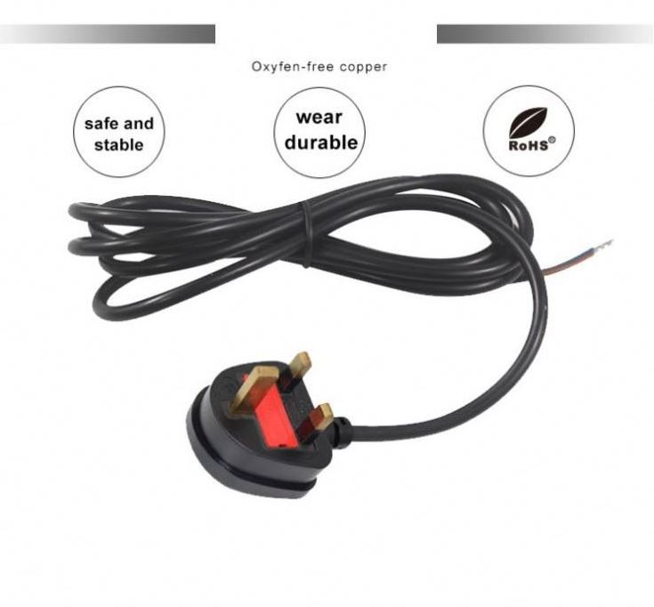 Power Cord For Strip Lights Retractable Reel Open 2.5A 250V Power Cord Plugs with O rings