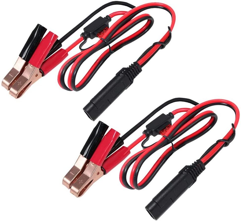 1.5FT 12V 7.5A Fuse SAE 2Pin Quick Disconnect SAE to Battery Alligator Clip Clamp Battery Charger Cable for car motorcycle boat