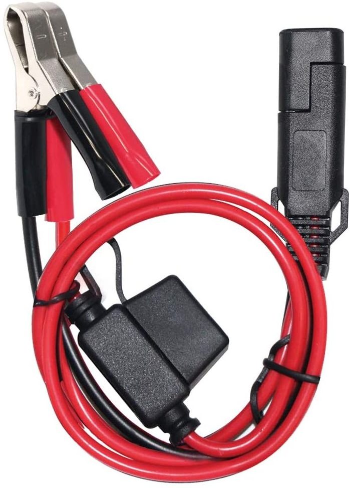 1.5FT 12V 7.5A Fuse SAE 2Pin Quick Disconnect SAE to Battery Alligator Clip Clamp Battery Charger Cable for car motorcycle boat