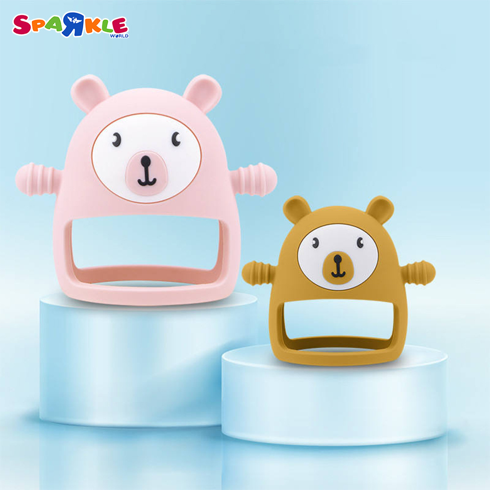 Baby  Dental Glue Silicone Anti Eating Hand Tool Relieving Baby Teeth Grinding Stick Cartoon Bear Bite Glue