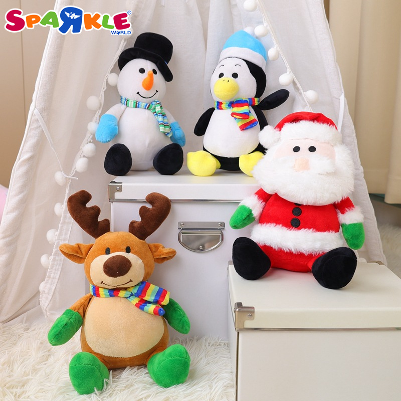 Christmas Decoration Doll Wholesale In Stock Fast Deliver Stuffed Christmas Toy Moose Snowman Santa Claus Elf Plush Toys For Chr