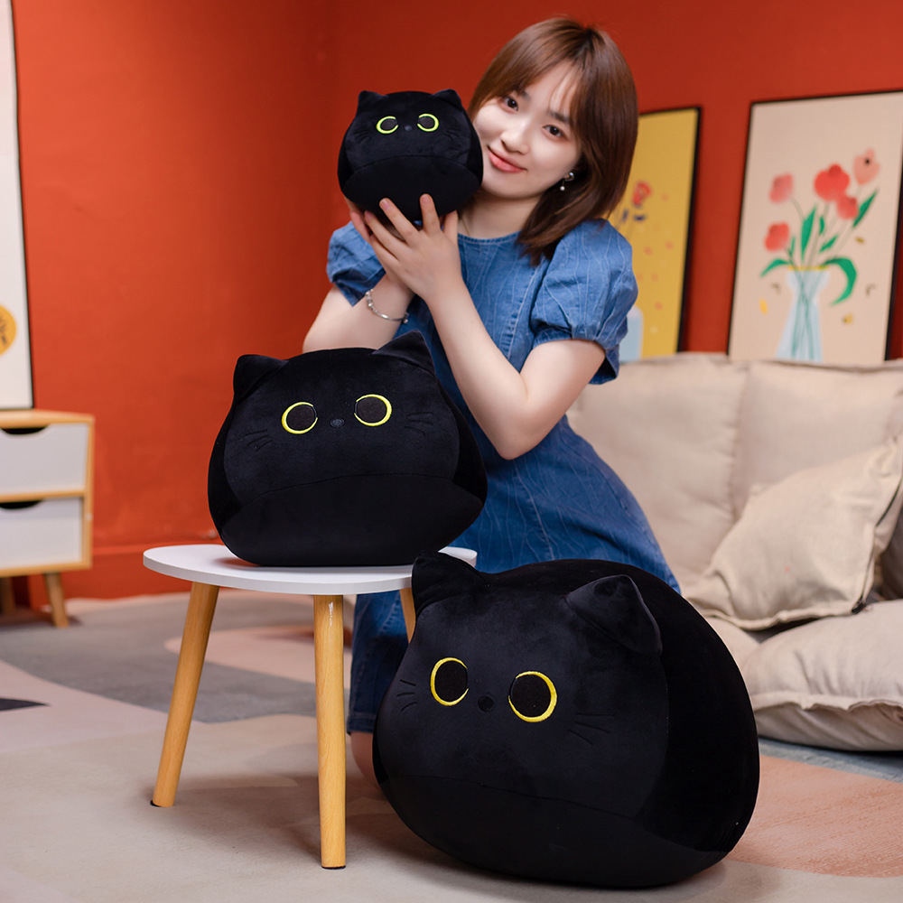 Hot  Selling Black Cat Big Hugging Soft PlushToy Pillow Cute Animal Stuffed Pillow Cushion Soft Cat Plush toy