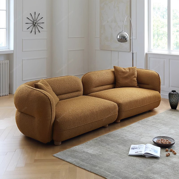 SPARKLE Butter style curved sofa modern simple master design straight  living room velvet sofa