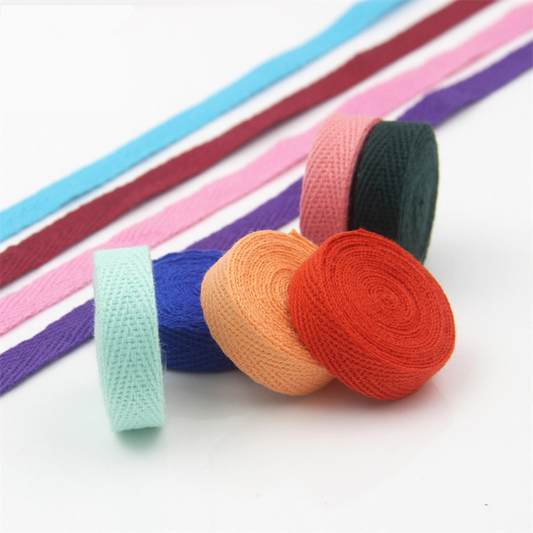 Wholesale Customization 2 cm Colorful Ribbon Cotton Webbing 100% Cotton Herringbone Webbing Strap