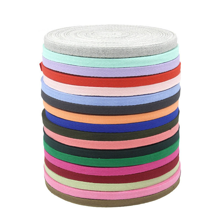 Wholesale Customization 2 cm Colorful Ribbon Cotton Webbing 100% Cotton Herringbone Webbing Strap