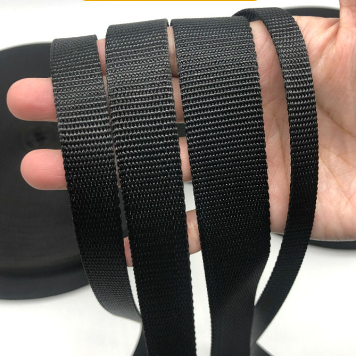 Ready To Ship 25MM Webbing Black Nylon Webbing 50mm Strong Black Multi Size Bag Strap Webbing