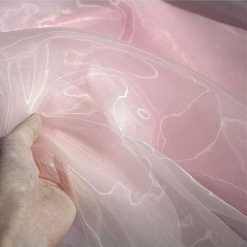 Wholesale Brocade Satin Shinny Tulle Soft Chiffon Pink 100% Polyester Solid Crystal Silk Liquid Organza Fabric