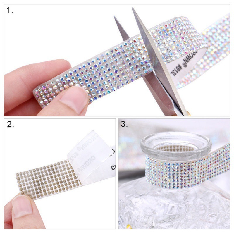 Crystal Sticker A Quality Rhinestones Self Adhesive Trim Crystal Ribbon Jewel Strips Diamond Sticker