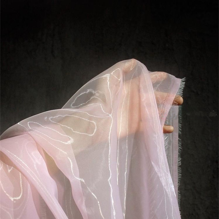 Wholesale Brocade Satin Shinny Tulle Soft Chiffon Pink 100% Polyester Solid Crystal Silk Liquid Organza Fabric