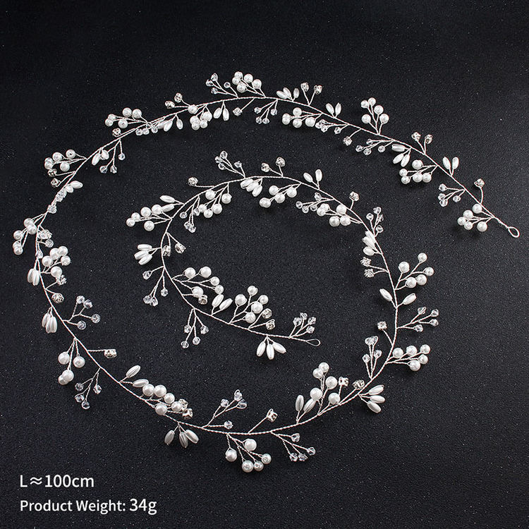 Wholesale Handmade Silver Headbands Wedding Rhinestone Hair Accessory Headwear For Women Handcrafted 100cm Hair Vines Headpieces