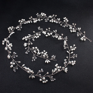 Wholesale Handmade Silver Headbands Wedding Rhinestone Hair Accessory Headwear For Women Handcrafted 100cm Hair Vines Headpieces