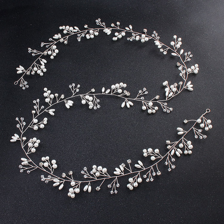 Wholesale Handmade Silver Headbands Wedding Rhinestone Hair Accessory Headwear For Women Handcrafted 100cm Hair Vines Headpieces