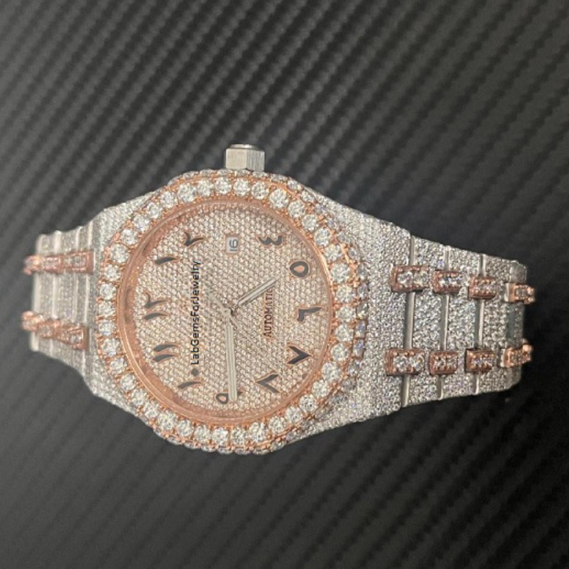 Presenting a moissanite diamond hip hop watch made in stainless steel from casual to formal wear designed for mens daily life