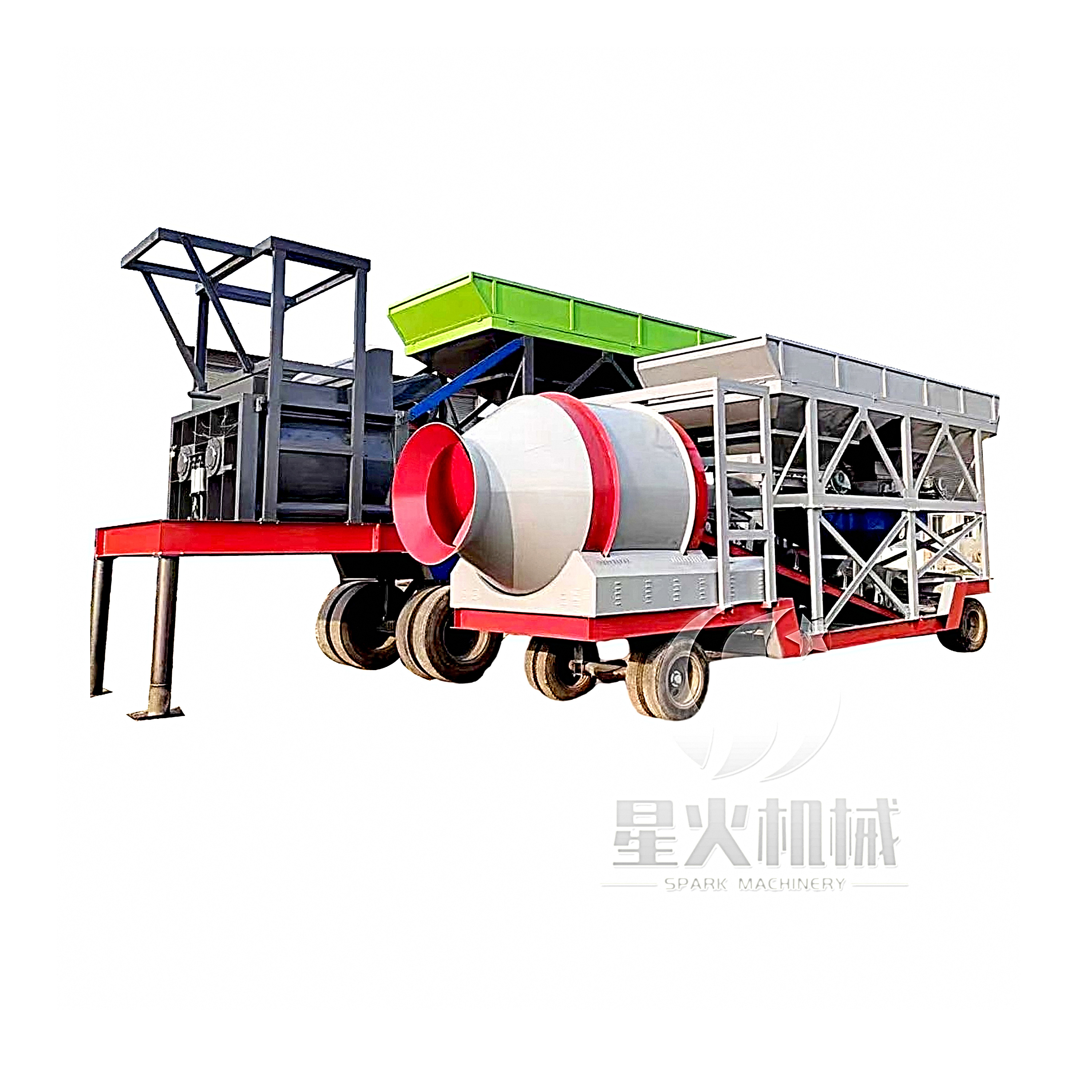 50m3/H Mobile Asphalt Concrete Mixing Plant Portable Stabilized Soil Mixing Plant  Foundation Free Concrete Batching Plant