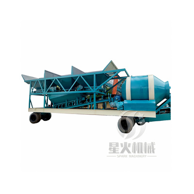 50m3/H Mobile Asphalt Concrete Mixing Plant Portable Stabilized Soil Mixing Plant  Foundation Free Concrete Batching Plant