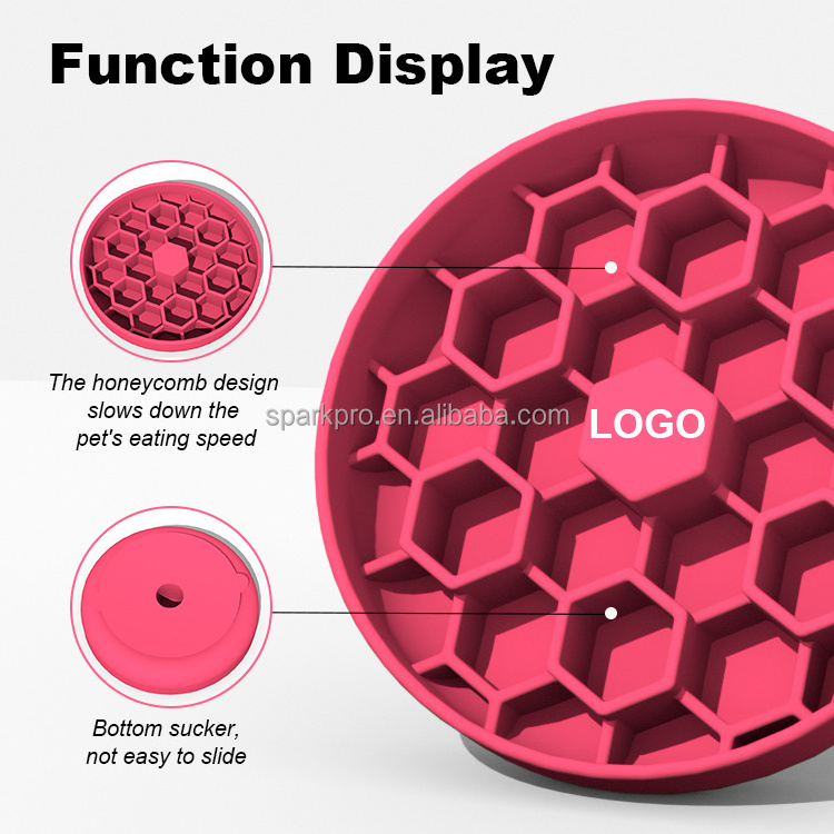 2024 New Round Honeycomb Custom Pet Slow Feeder Anti Choke Silicone Dog Bowl Personalized Pet Silicone Bowl