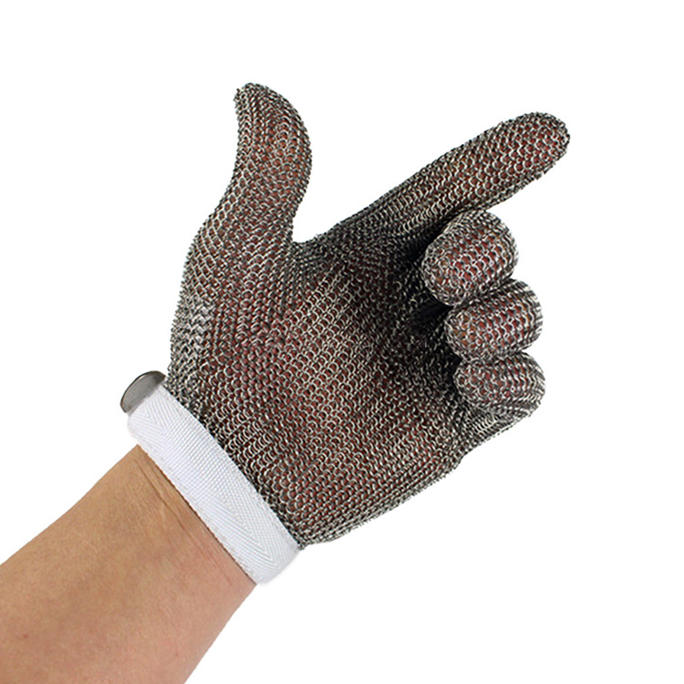 Butcher stainless steel chain mail meat cutting resistant gloves