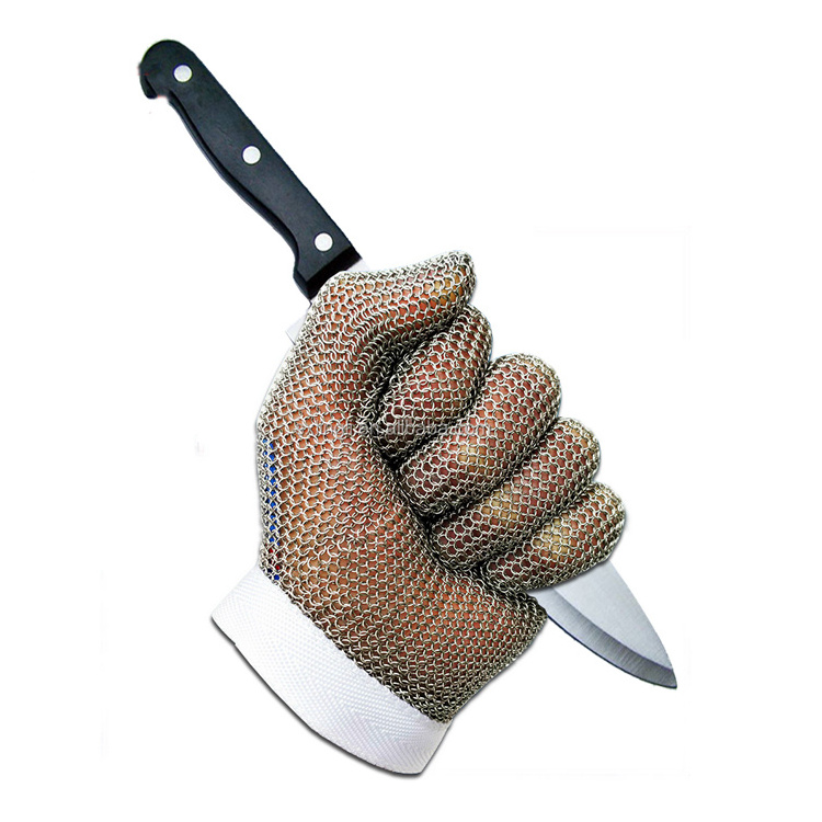 Butcher stainless steel chain mail meat cutting resistant gloves