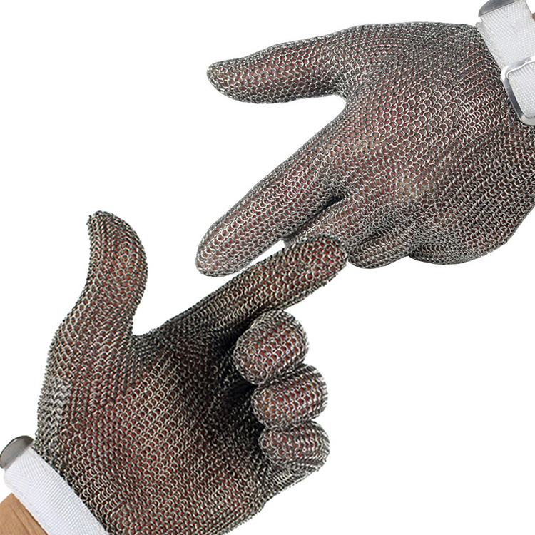 Butcher stainless steel chain mail meat cutting resistant gloves