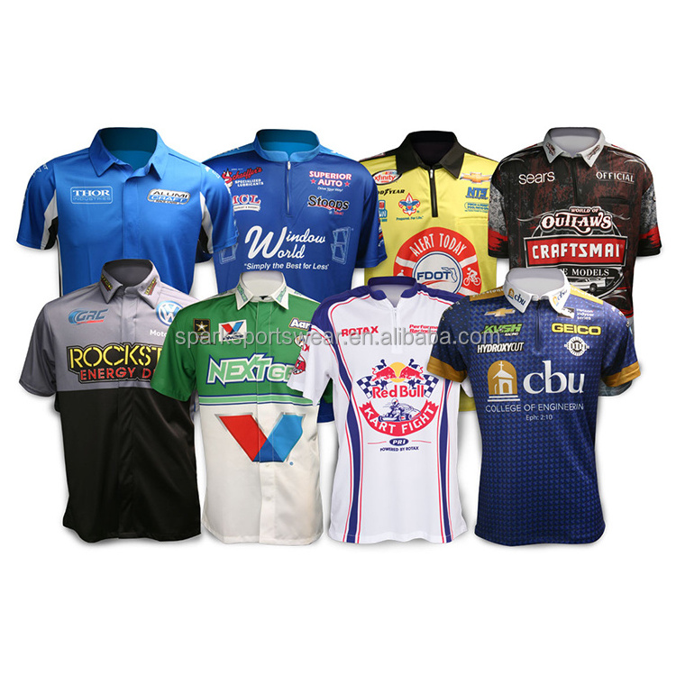 Men's Unisex Racing Pit Crew T-Shirt Sublimation Print Casual Polo Shirts Dart Bowling Boy Jersey Wholesale